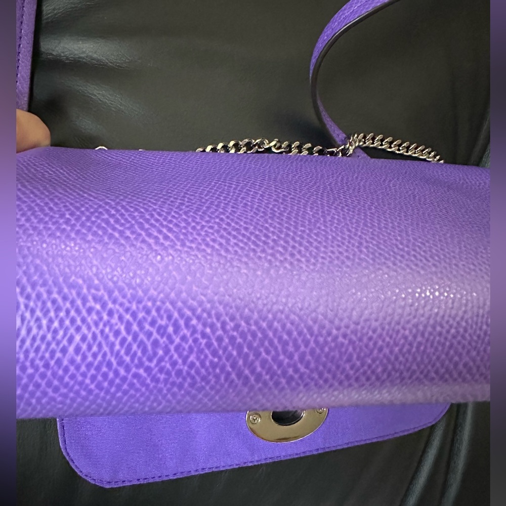 Coach Purple Leather Turnlock Crossbody Chain Strap Excellent Condition - Picture 6 of 6